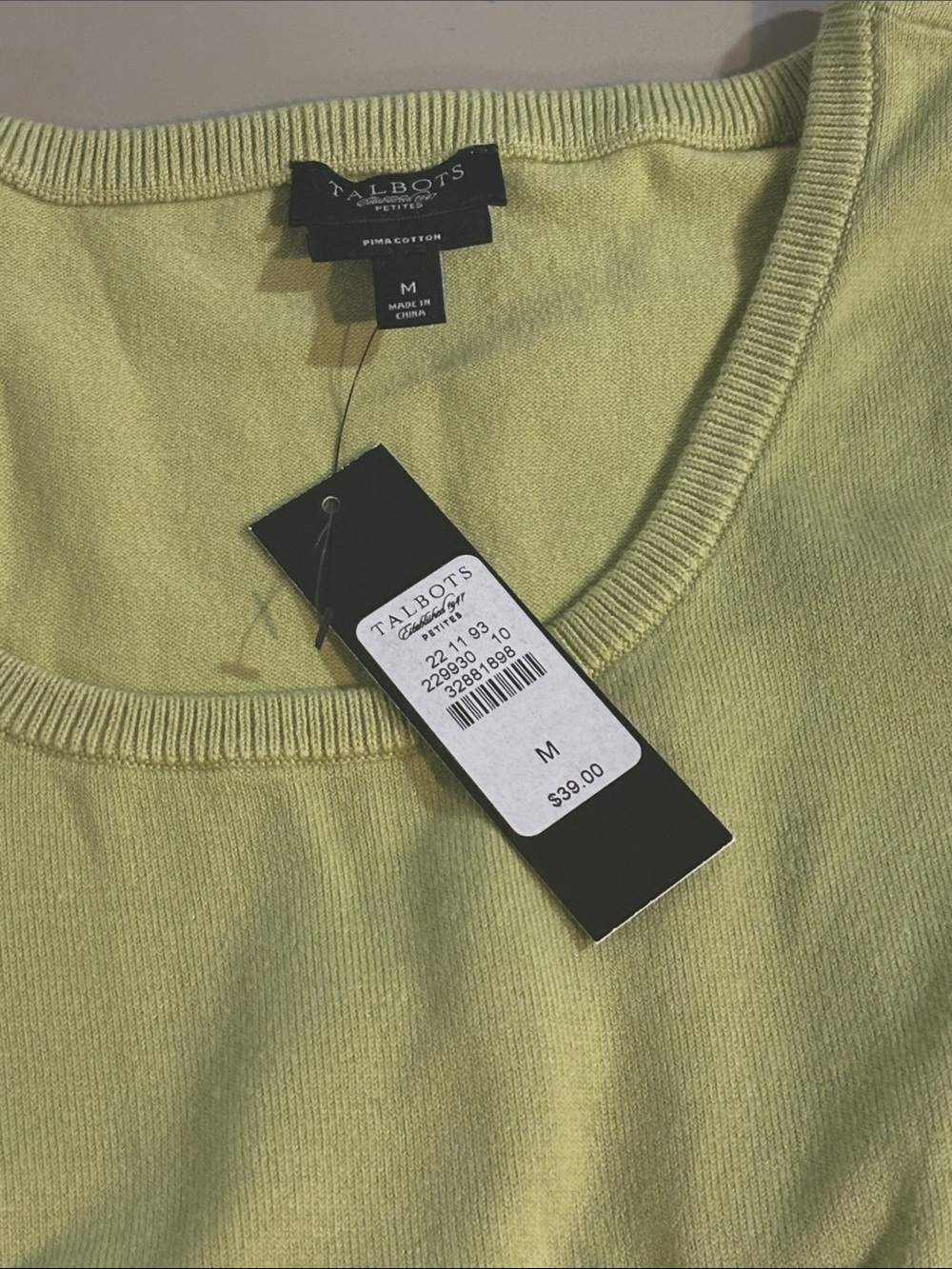 Talbots Lemon-Green Pima Cotton Blend Shell & Cardigan Set NWT Size M - Picture 6 of 8